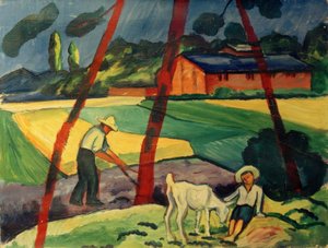 Paysage avec paysan, garçon et chèvre